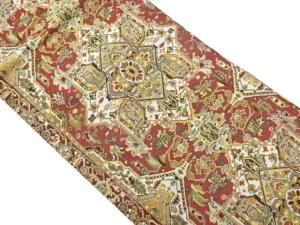 華文に抽象花唐草模様織出し名古屋帯